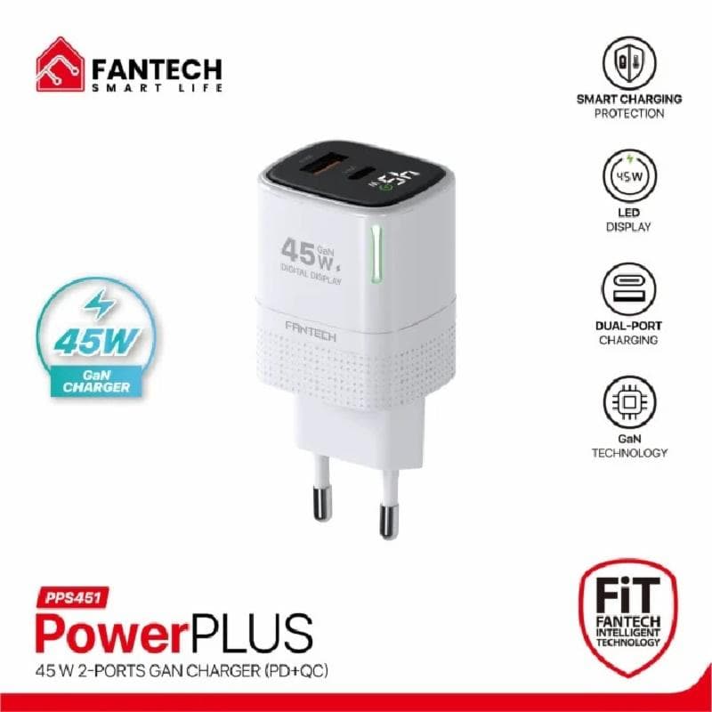 FANTECH POWER PLUS PPS451 (WHITE) 45 WATT GAN CHARGER