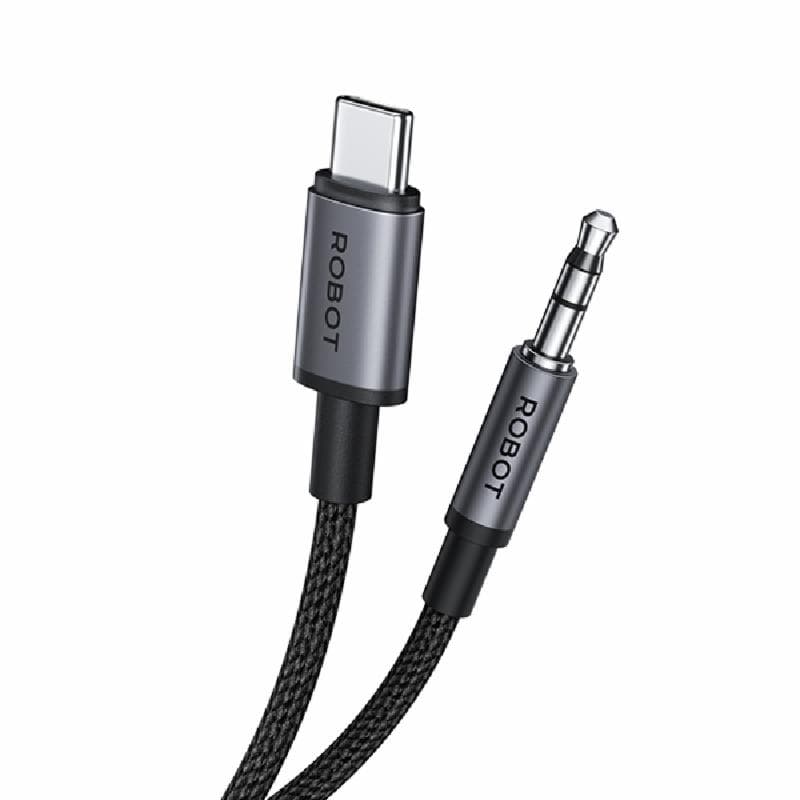 ROBOT RUC05 (Black) Converter Type C to Aux 3.5mm 100 cm