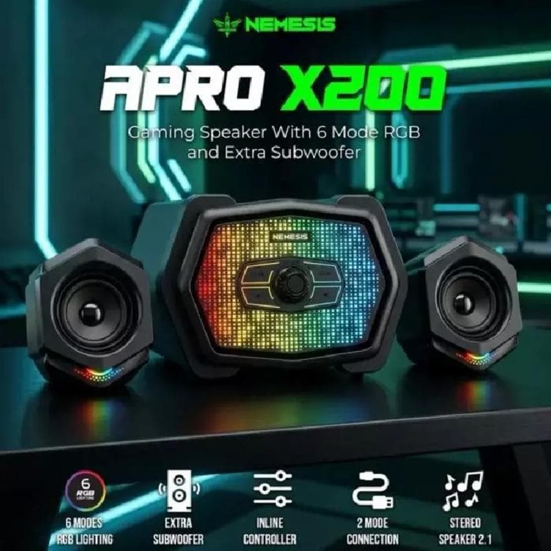 NYK Nemesis APRO X200 Speaker Multimedia Stereo with Subwoofer 2.1 Dual Connection