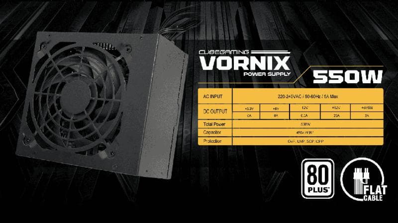 CUBE GAMING VORNIX 550W 80+ White with Flat Cable Power Supply