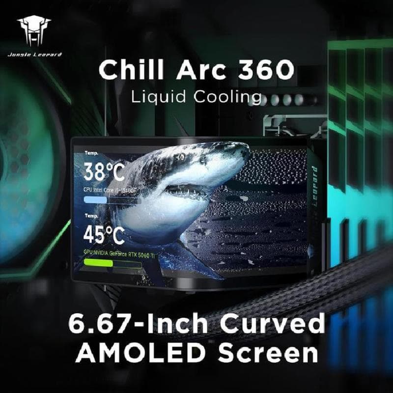 JUNGLE LEOPARD Chill Arc CA360 (BLACK) w/ 6.67" CURVED 2K AMOLED Display CPU AIO Water Cooling 2