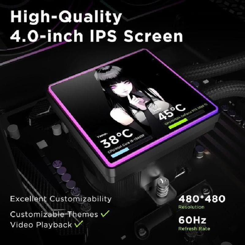 JUNGLE LEOPARD Pro Flow 360 SE ARGB (BLACK) w/ 4.0" LCD Display CPU AIO Water Cooling 4
