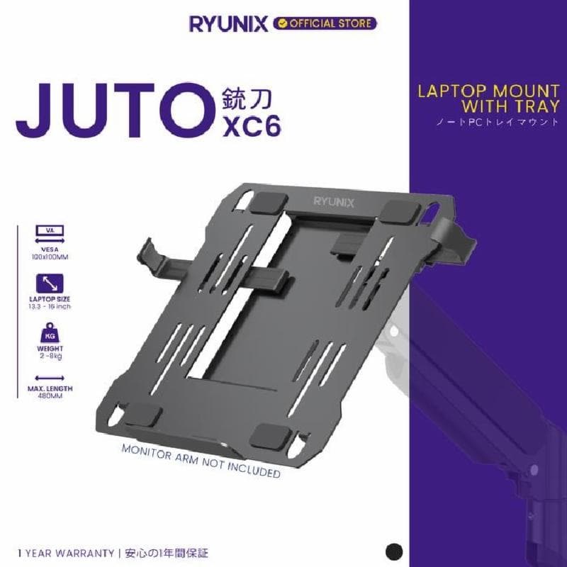 RYUNIX JUTO XC6 | Laptop Mount with Tray