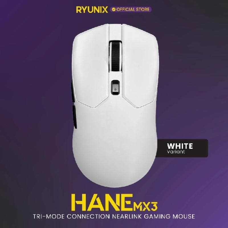 RYUNIX NEARLINK HANE MX3 (White) Mouse Gaming Wireless Tri-mode Lightweight