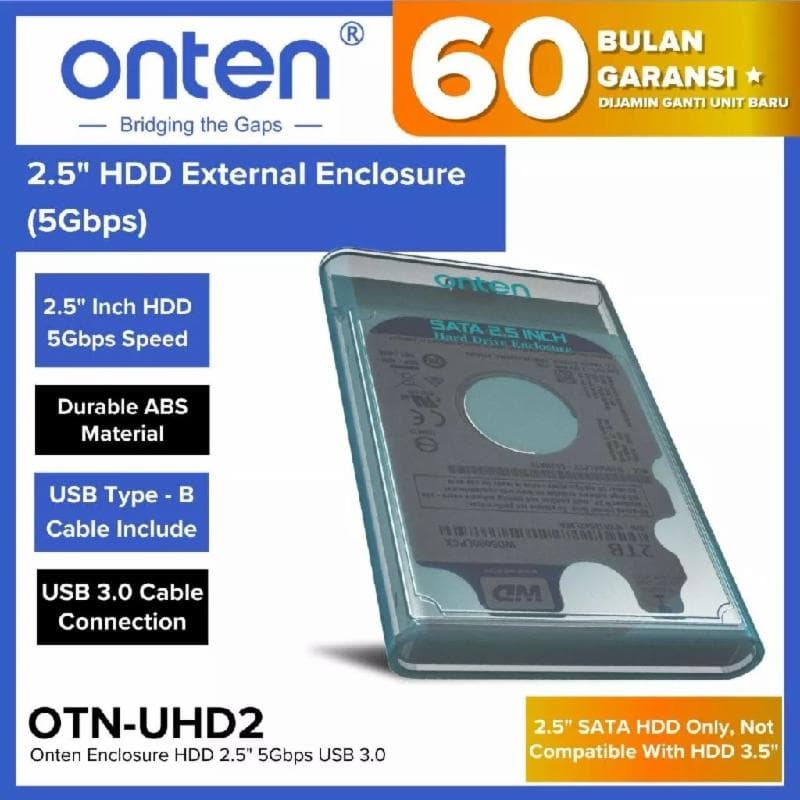 ONTEN UHD2 Case HDD SSD Enclosure 2.5 inch USB3.0 Transparan