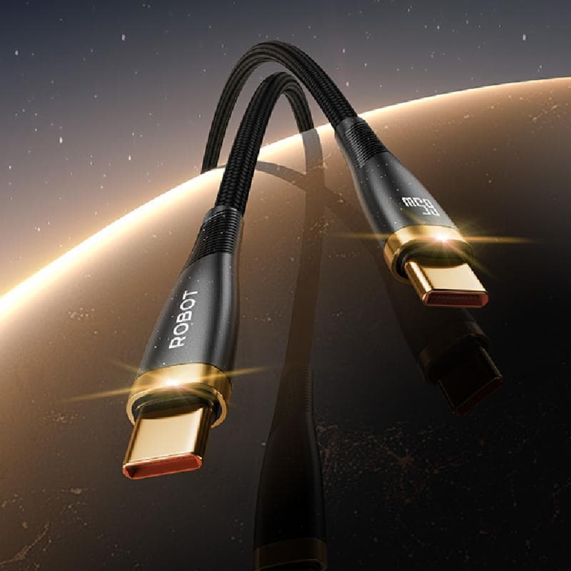 ROBOT R-LUXCC100 (Black) Kabel Data Usb C To Type C Golden Series 65W Fast Charging 1M