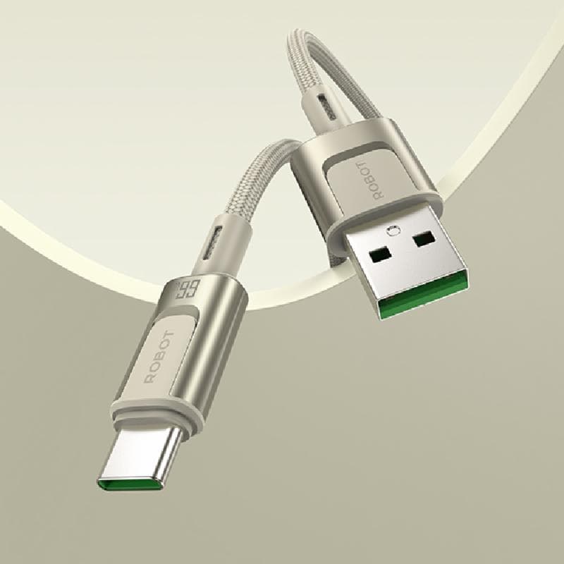 ROBOT RZC100 (Golden) Kabel Data Usb A To Type C 66W Fast Charging 1M