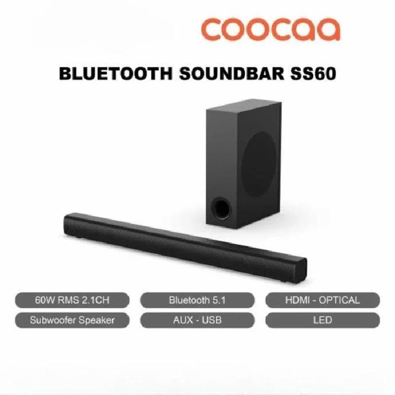 COOCAA Soundbar SS60 Speaker Bluetooth 5.1 60W + Subwoofer Speaker TV