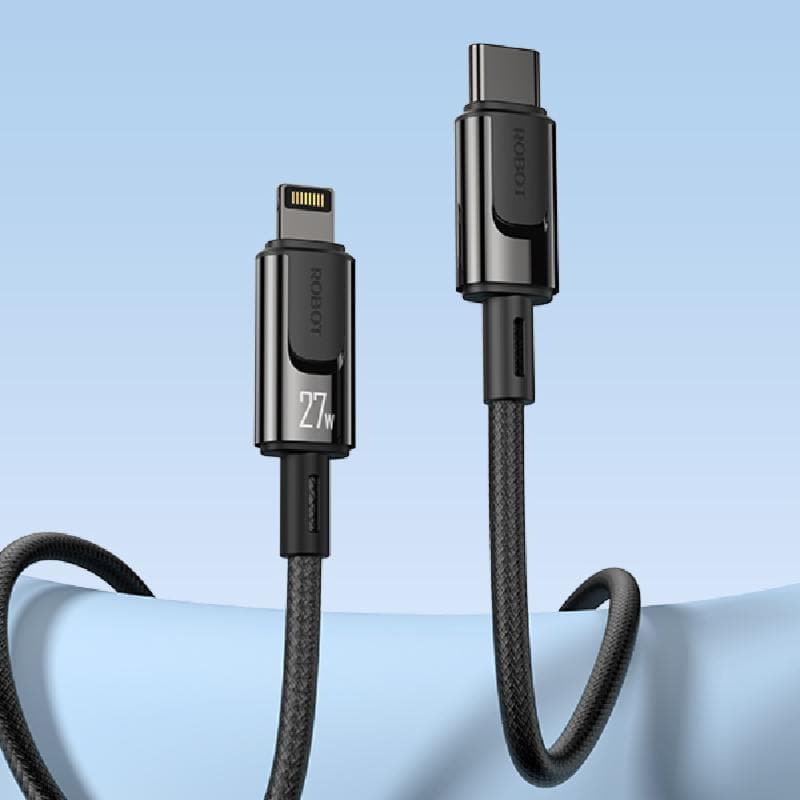 ROBOT RZCL100 (Black) Kabel Data Usb C To Type L 27W Fast Charging 1M