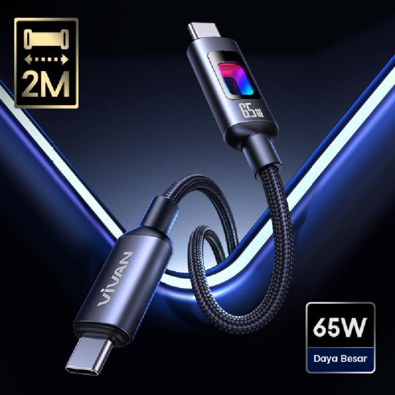 VIVAN VDCC200 (Black) Kabel Data Usb C To Type C 65W Fast Charging 2M