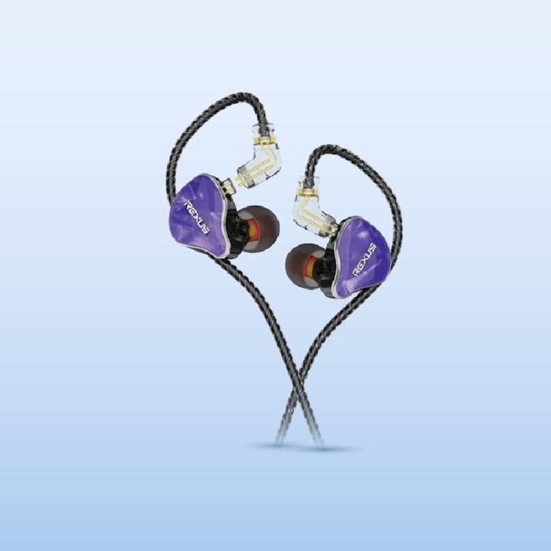 REXUS EM100 (PURPLE) In Ear Monitor Earphone 10mm Dynamic Driver - IEM with Mic