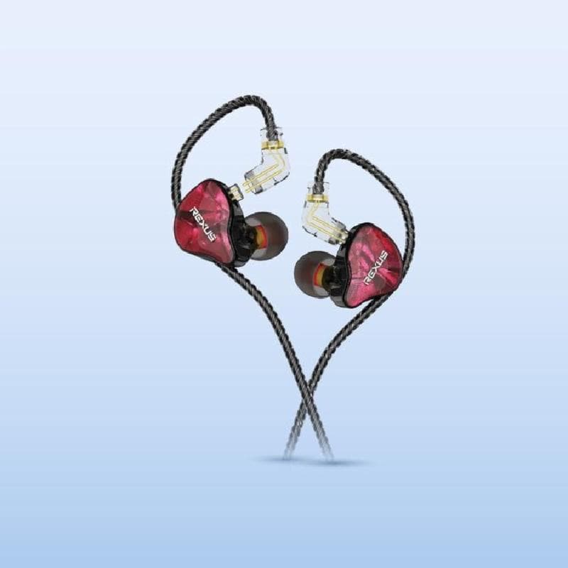 REXUS EM100 (RED) In Ear Monitor Earphone 10mm Dynamic Driver - IEM with Mic