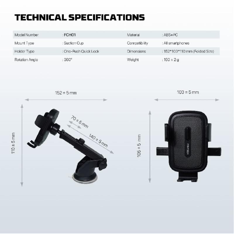 FANTECH FCH01 ApexGRIP CAR PHONE HOLDER BLACK 4