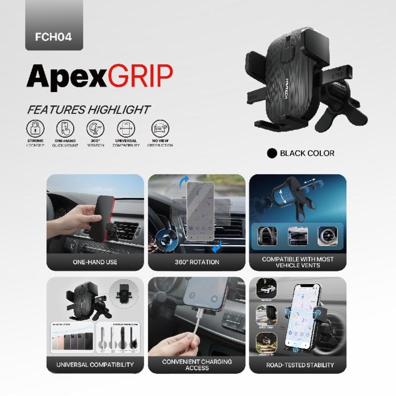 FANTECH FCH04 ApexGRIP CAR PHONE HOLDER BLACK 3