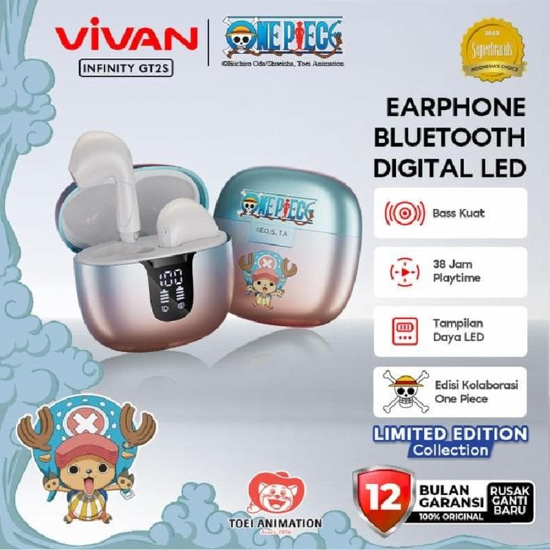 VIVAN x One Piece Infinity GT2S (Pink Blue Chopper) Earphone Gaming Bluetooth 6.0 Low Latency