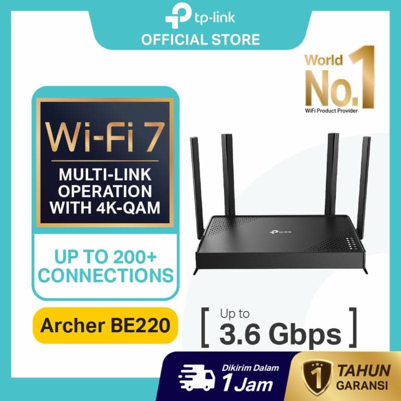 TP LINK Archer BE220 | BE3600 Dual-Band Wi-Fi 7 Router