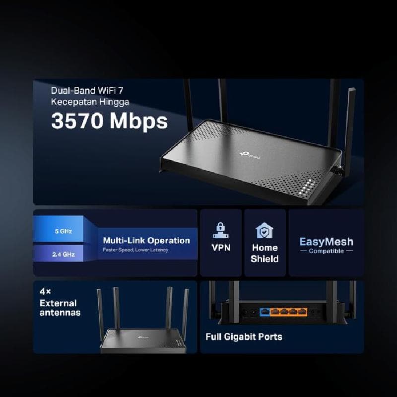 TP LINK Archer BE220 | BE3600 Dual-Band Wi-Fi 7 Router 3