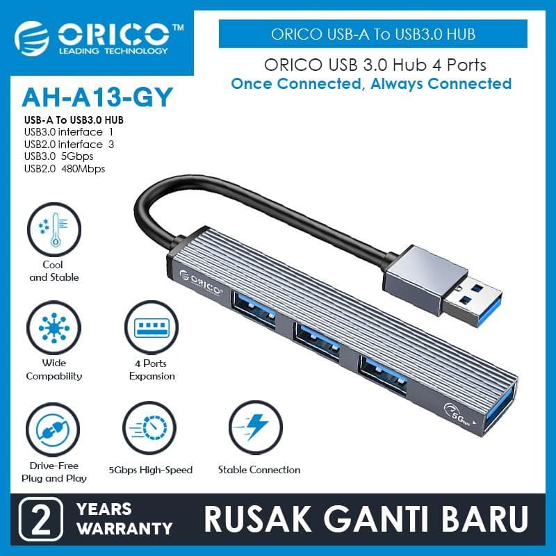 ORICO AH-A13-GY USB 3.0 Hub 4 Ports USB 3.0 5Gbps 2.0 480Mbps