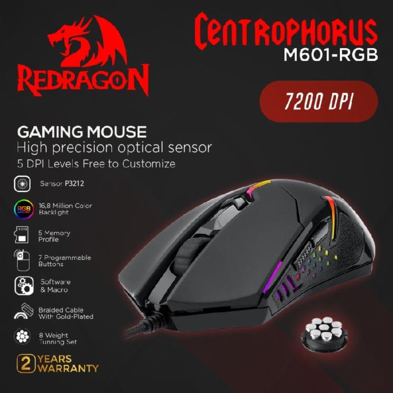 REDRAGON CENTROPHORUS M601-RGB GAMING MOUSE