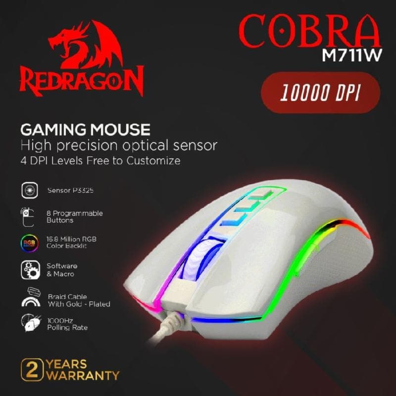 REDRAGON COBRA M711W (WHITE) RGB Gaming Mouse