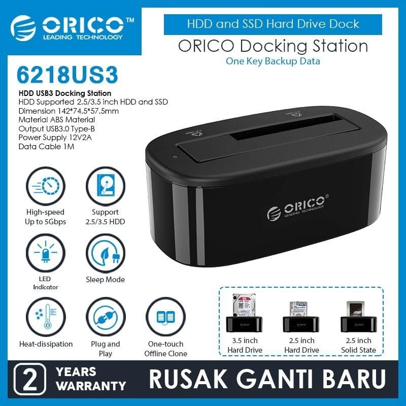 ORICO 6218US3 1-Bay 2.5/3.5 inch HDD and SSD Hard Drive Dock