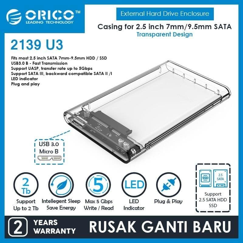 ORICO 2139U3 CR-EP 2.5 inch Transparent USB3.0 Hard Drive Enclosure