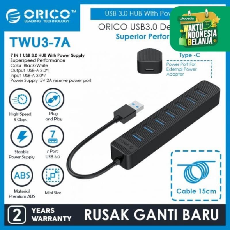 ORICO TWU3-7A-BK-EP 7 Port USB 3.0 HUB