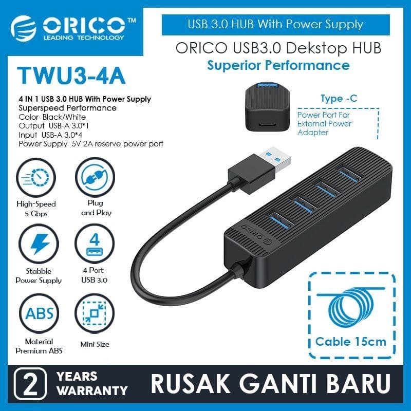 ORICO TWU3-4A-BK-EP 4 Port USB 3.0 HUB