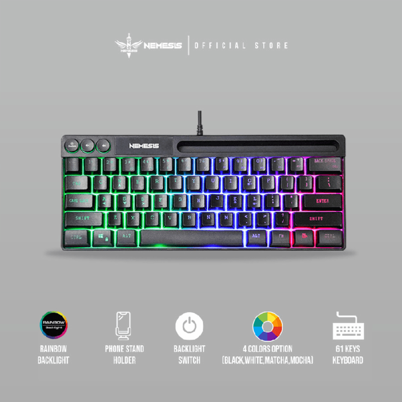 NYK NEMESIS ERIS K-06 (BLACK) Keyboard Gaming 61% Wired Membrane With Holder
