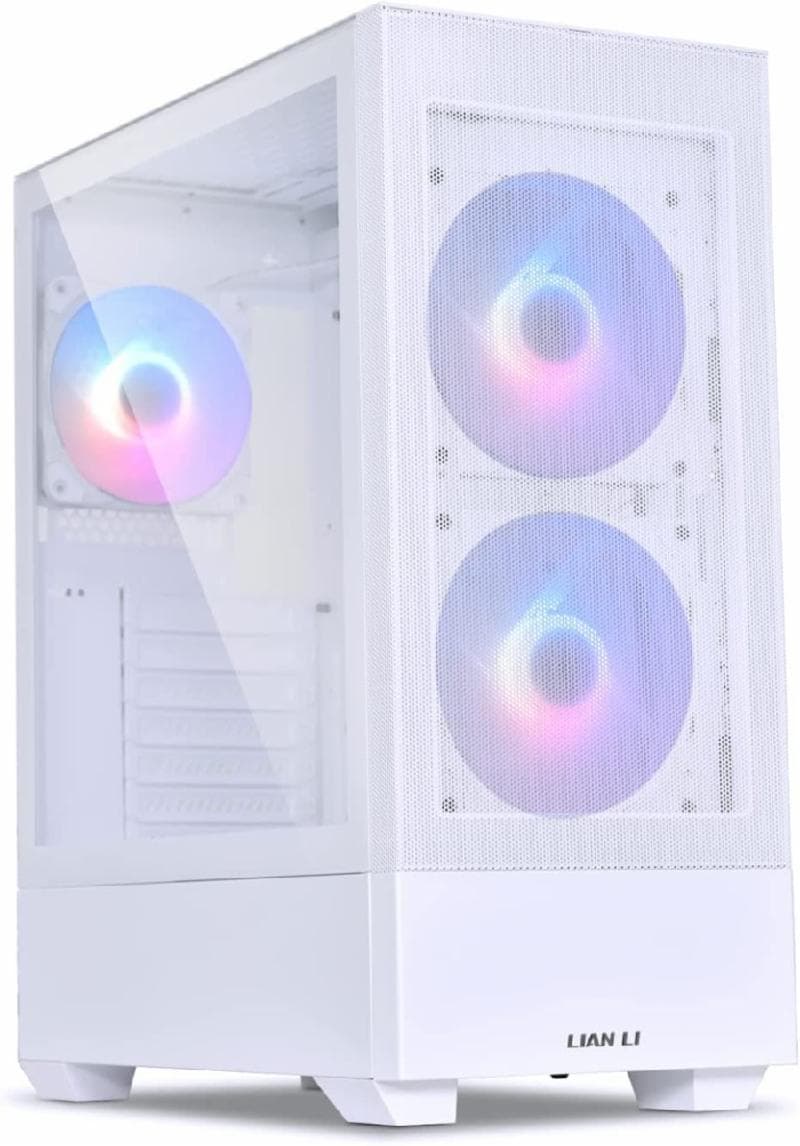 LIAN LI LANCOOL 205 MESH C WHITE - SIDE TEMPERED GLASS - FREE 2 PCS 14CM ARGB FANS + 1 PCS 12CM ARGB FAN