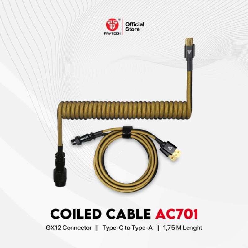 FANTECH AC701 (YELLOW) Coiled Cable Type C Aviator Kabel Keyboard Mechanical