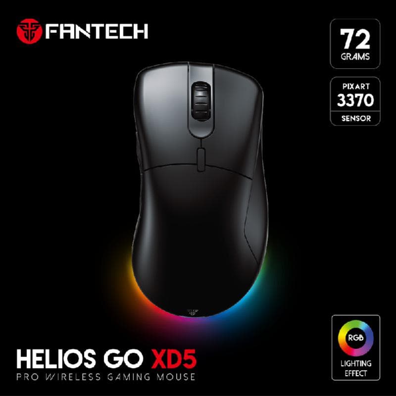 FANTECH HELIOS GO XD5 (BLACK) Wireless Mouse Gaming RGB Dual Mode PIXART 3370