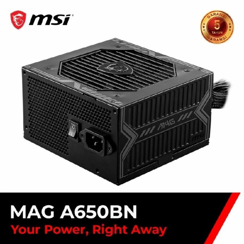 MSI MAG A650BN 650W 80+ Bronze Non Modular Power Supply