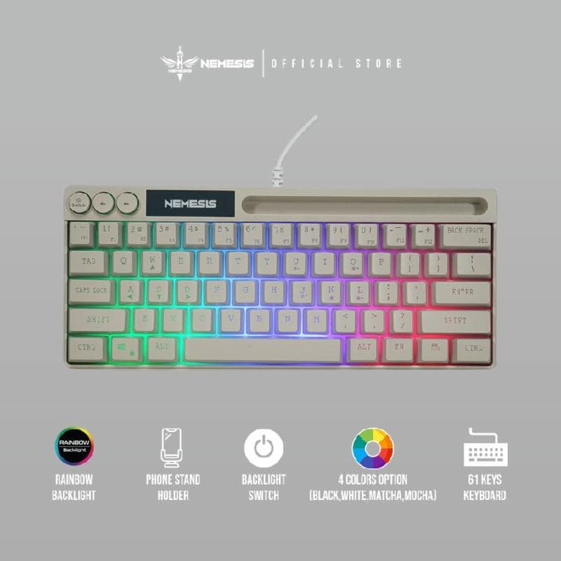 NYK NEMESIS ERIS K-06 (MOCHA) Keyboard Gaming 61% Wired Membrane With Holder