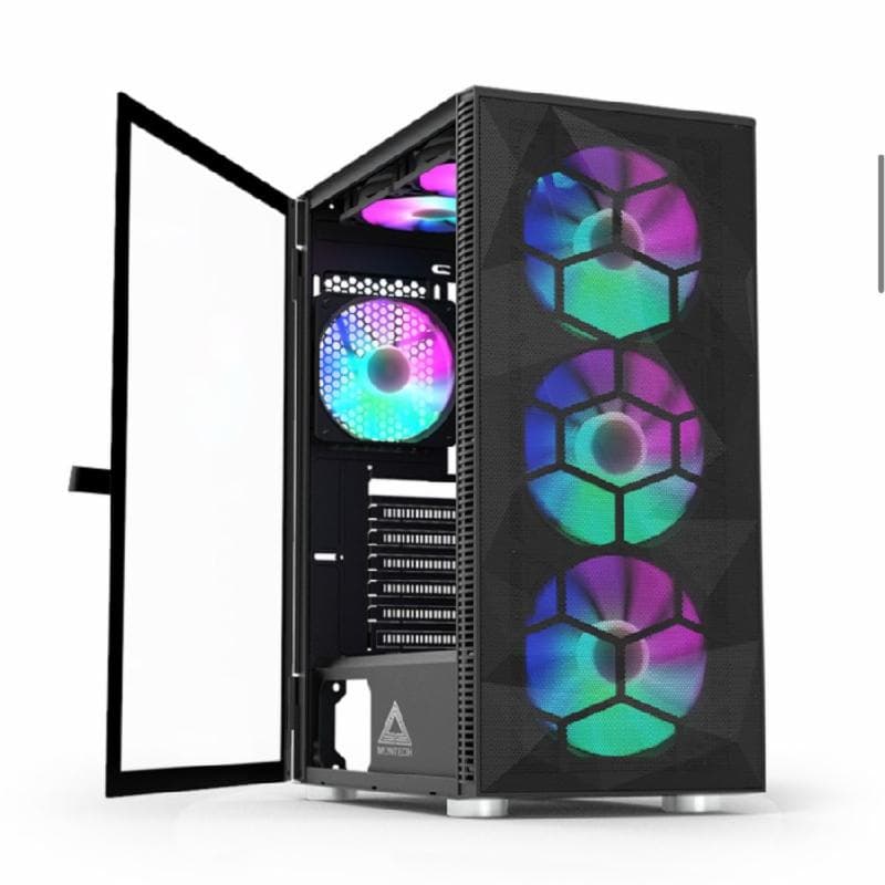 MONTECH X3 MESH (BLACK) ATX - Tempered Glass Case Free 6 Fan Rainbow