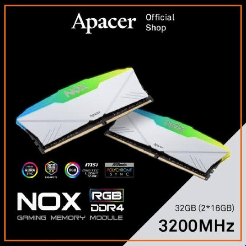 APACER NOX RGB (WHITE) 16GB (2X8GB) DDR4 3200MHZ