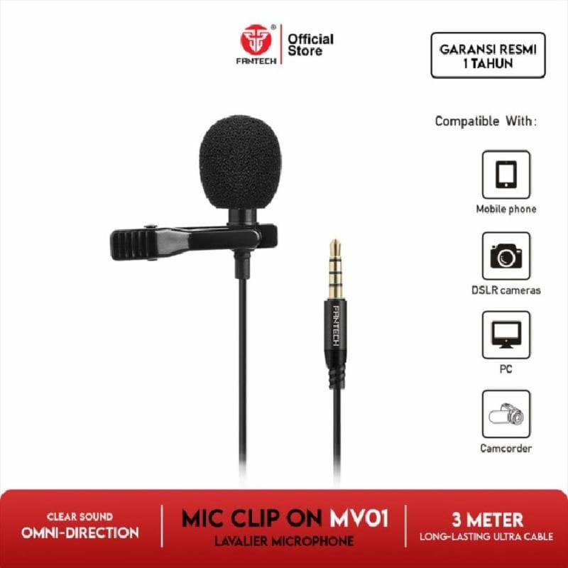 FANTECH MV-01 Lavalier Microphone Mic Clip On