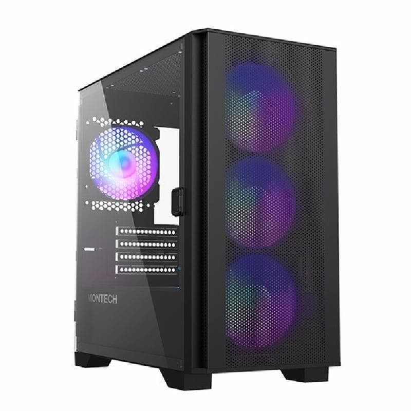 MONTECH AIR 100 ARGB (BLACK) Micro-ATX - Tempered Glass Case Free 4 Fan ARGB