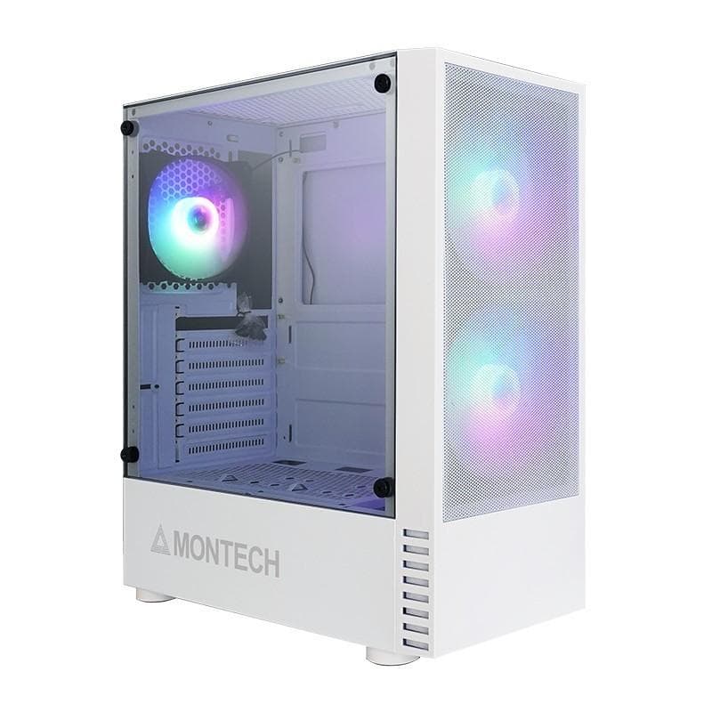 MONTECH X2 MESH (WHITE) ATX - Tempered Glass Case Free 3 Fan Rainbow