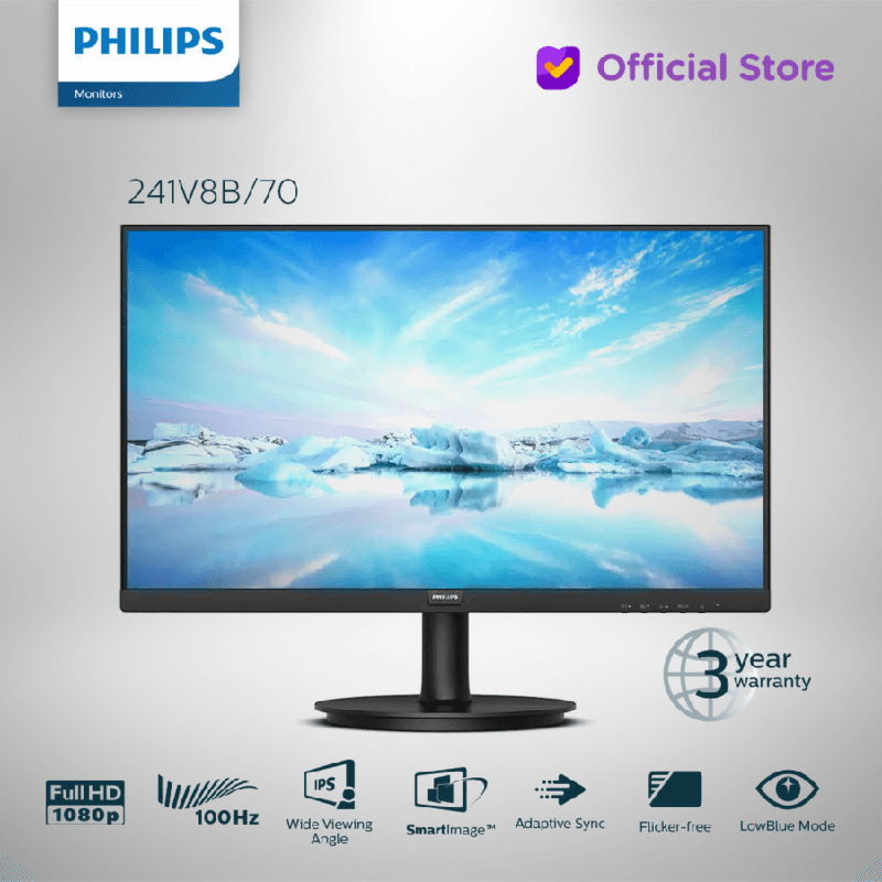 PHILIPS 241V8B 24" 100Hz IPS FHD 1080p VGA HDMI VESA
