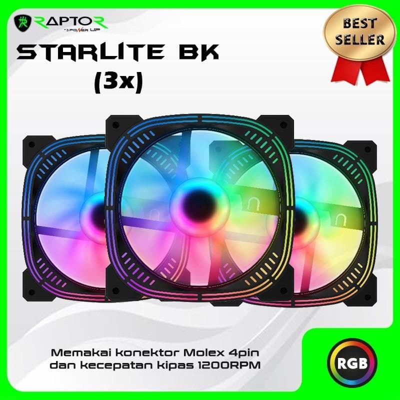 POWER UP RAPTOR STARLITE TRIPLE (BLACK) ARGB FAN 12CM