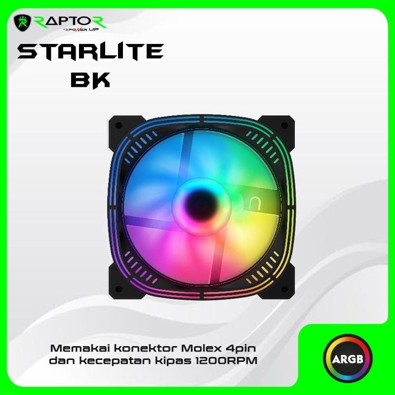 POWER UP RAPTOR STARLITE SINGLE (BLACK) ARGB FAN 12CM