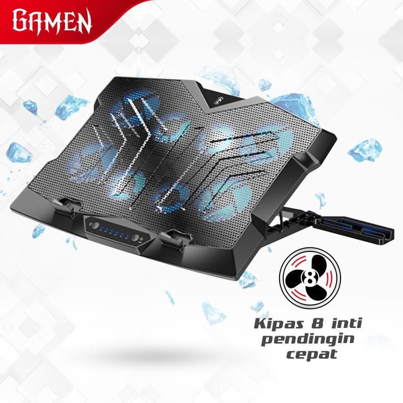 GAMEN GCP100 Laptop Gaming Cooling Stand Kipas 8 Inti/Core Silent Mode