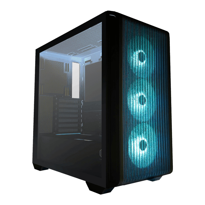 CUBE GAMING PREMIUM LAUREN BLACK - ATX - LEFT SIDE TEMPERED GLASS - FRONT & TOP MESH PANEL - PSU COVER - DUST FILTER - Free 3PCS 12CM ARGB FAN