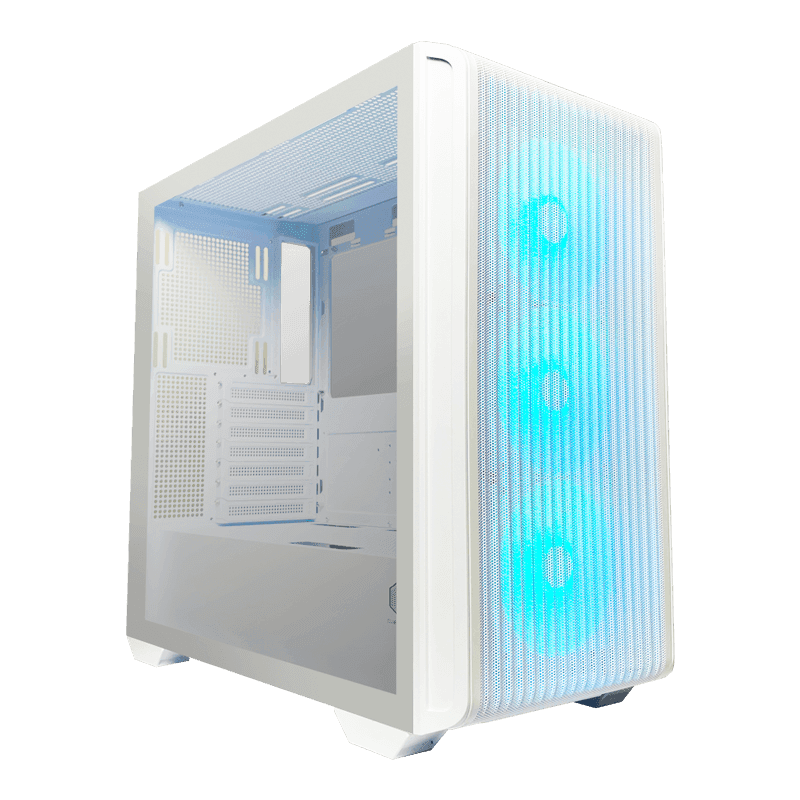 CUBE GAMING PREMIUM LAUREN WHITE - ATX - All White Inside - LEFT SIDE TEMPERED GLASS - FRONT & TOP MESH PANEL - PSU COVER - DUST FILTER - Free 3PCS 12CM ARGB FAN