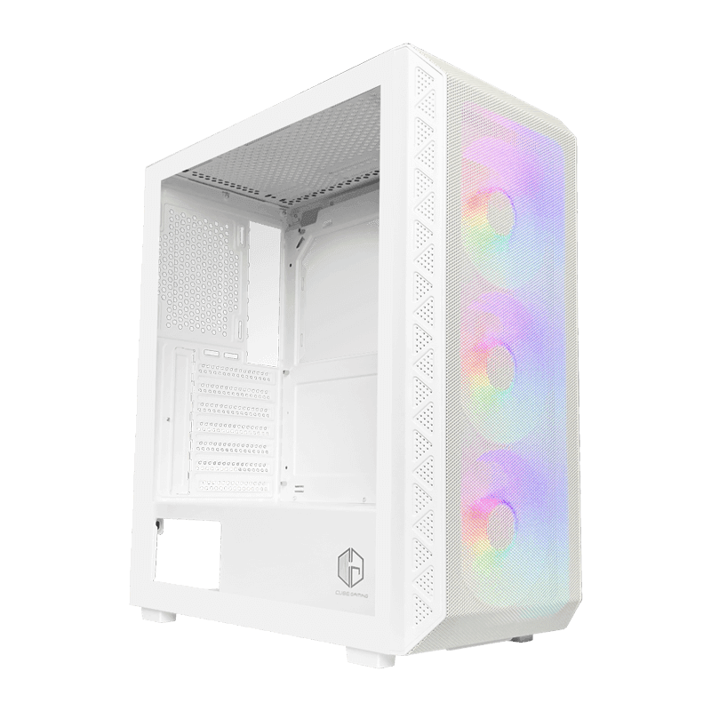 CUBE GAMING ZINCT WHITE - ATX - SIDE TEMPERED GLASS - FRONT MESH PANEL - PSU COVER - Dust Filter - FREE 3PCS 12CM RGB FAN