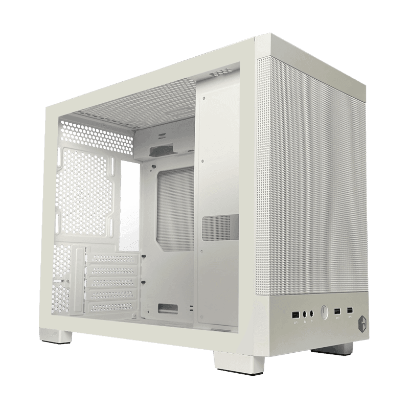 CUBE GAMING VENTUS GLASS WHITE - All White Inside - FRONT & RIGHT SIDE MESH - LEFT SIDE TEMPERED GLASS - Dust Filter - MINI CASE - MOTHERBOARD MINI ITX & MATX COMPATIBLE