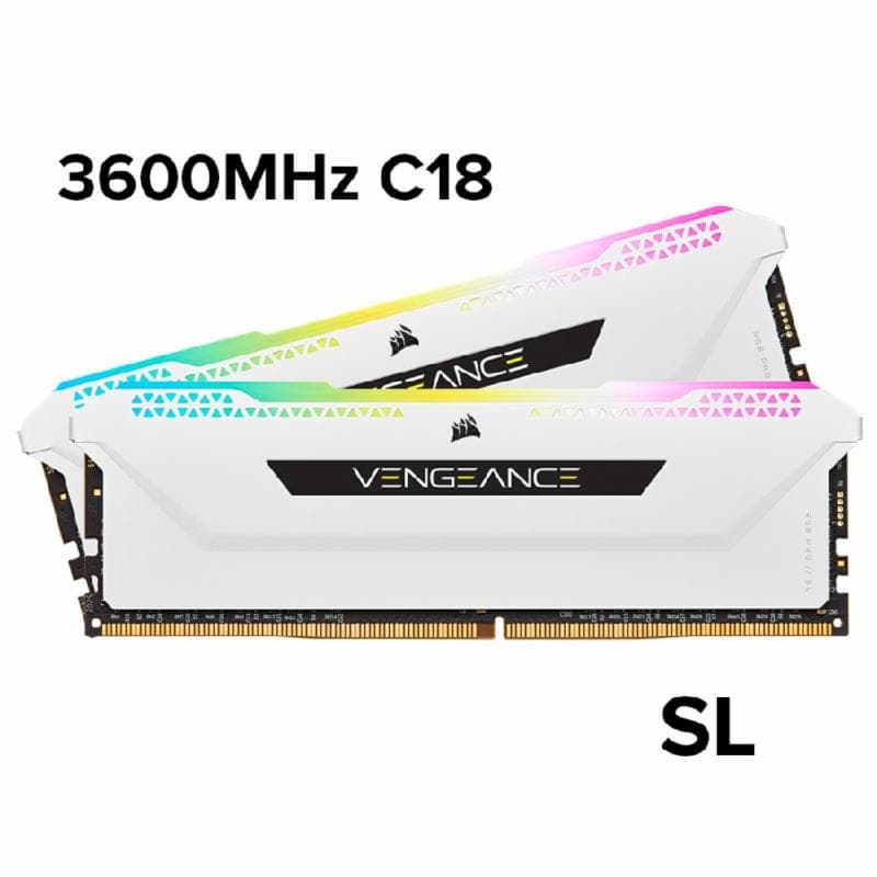 CORSAIR VENGEANCE RGB PRO SL 32GB (2x16GB) (WHITE) 3600MHz C18 CMH32GX4M2D3600C18W