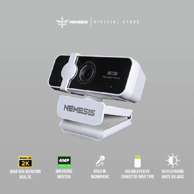 NYK NEMESIS A95 Albatros (WHITE) 4MP 30Fps QHD Webcam with 2k Resolution