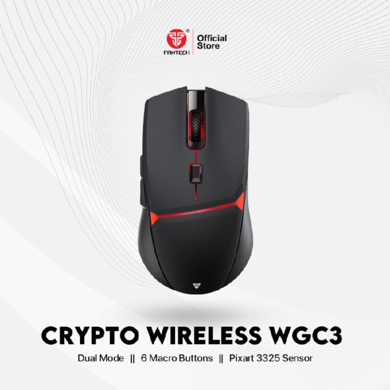 FANTECH CRYPTO WGC3 (BLACK) DUAL MODE Wireless Mouse Gaming Rechargeable PIXART 3325